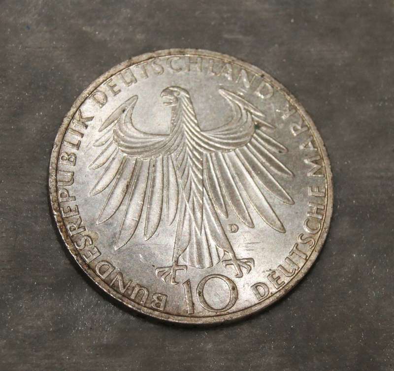 1972 10 Deutsche Mark (D mint mark) 62.5% silver Munich Olympic Games