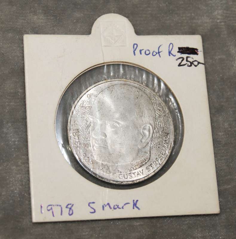 1978 "Gustav Streseman" proof commemorative coin (62.5% silver)