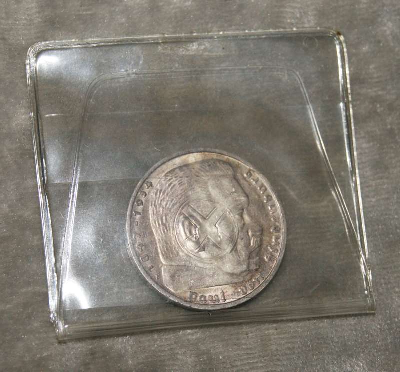 1935 Paul von Hindenburg 5 Mark (90% silver) F mint mark