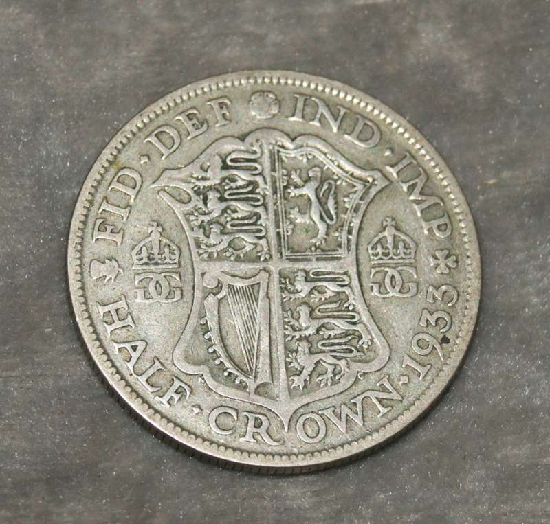 1933 Half Crown UK coin (50% silver)