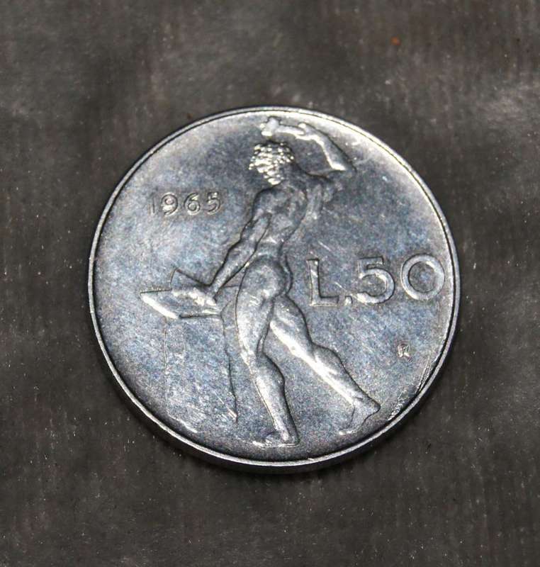 1965 50 Lire coin UNC