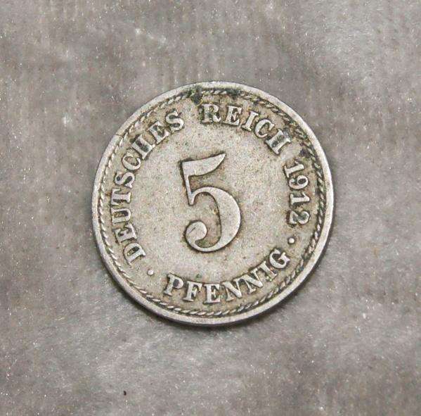 1912 5 Pfennigs A mint mark AU