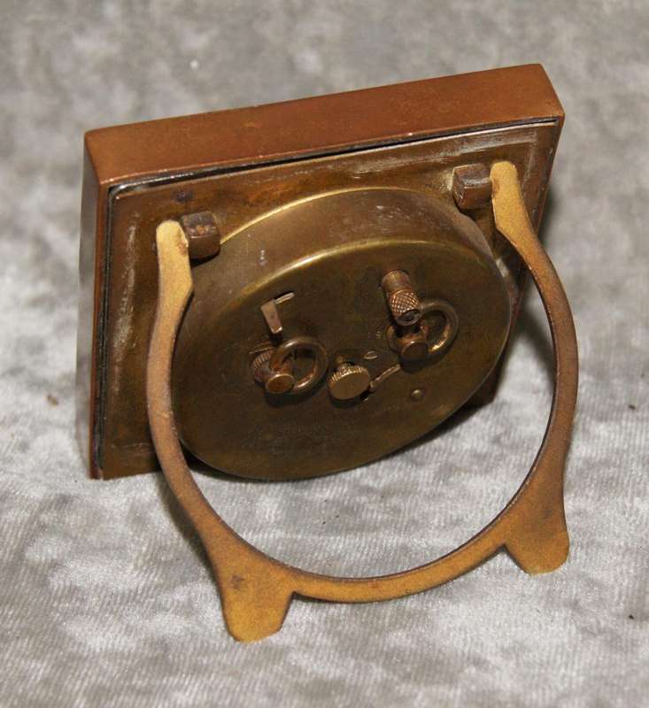 Antique table clock brass and enamel case with hand painted face (untested)