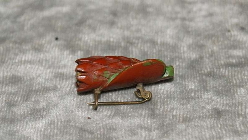Vintage hand carved Protea brooch pin