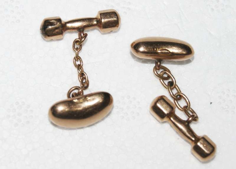 Pair of 9ct Gold Bean Shaped Cufflinks (3.6g) @@@ CRAZY LOW R1 START