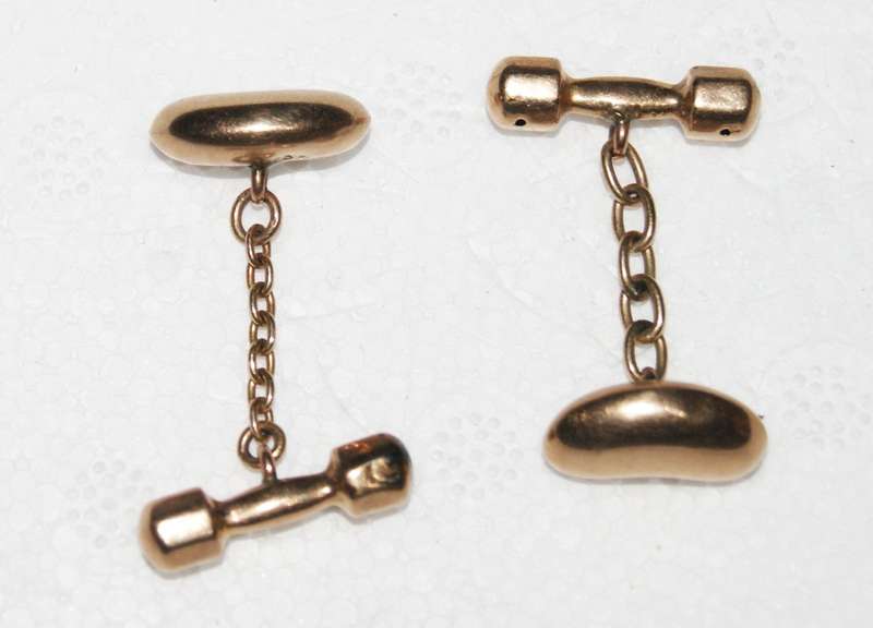 Pair of 9ct Gold Bean Shaped Cufflinks (3.6g) @@@ CRAZY LOW R1 START