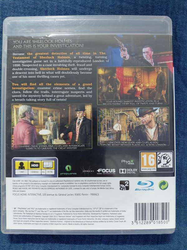 The Testament of Sherlock Holmes PlayStation 3 (PAL)