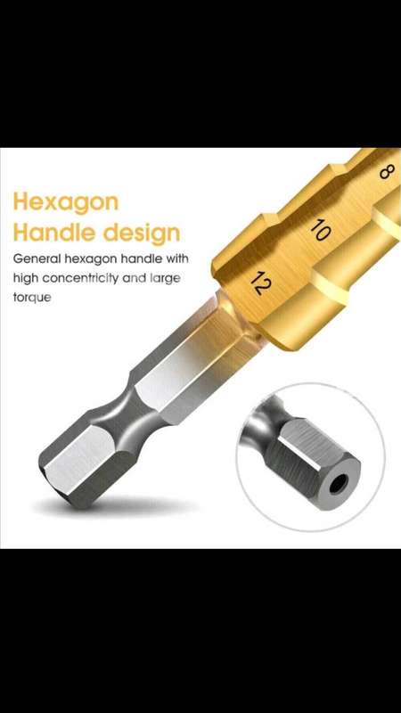 3Pcs Golden 4-12 3-12 4-20 Step Drill Bit Set, HSS Titanium Step Drill Bits for Metal,Straight Groov