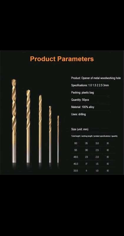 50pcs 1-3mm Titanium Coated Drill Bits