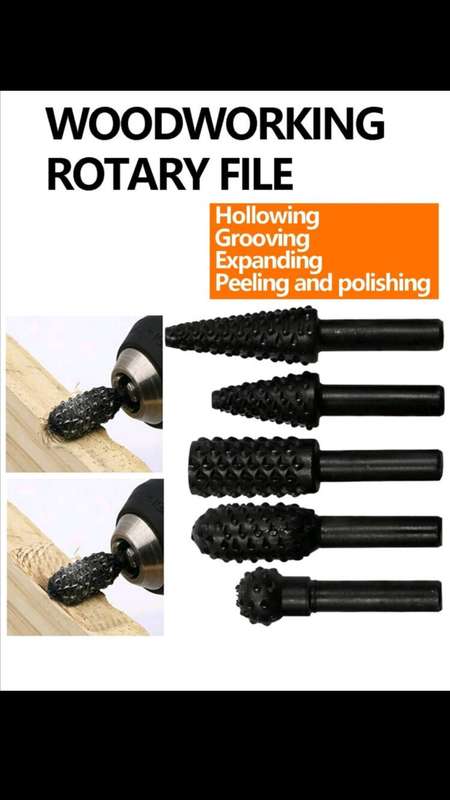 5pc Wood Rasp bit Woodworking carving, grinding shaping tool bit