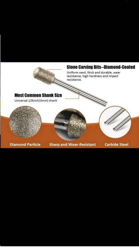 50pc Diamond Burr Grinding head. Lapidary, wood, stone.