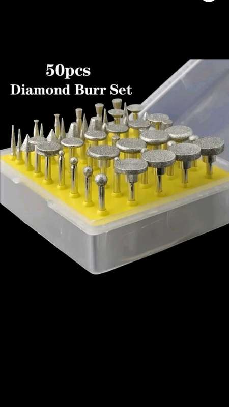 50pc Diamond Burr Grinding head. Lapidary, wood, stone.