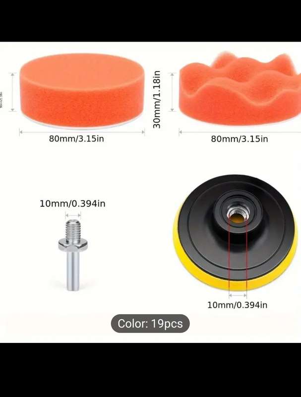 [SALE] 19pcs 3-inch Car Polishing Kit, Sponge Disc Set