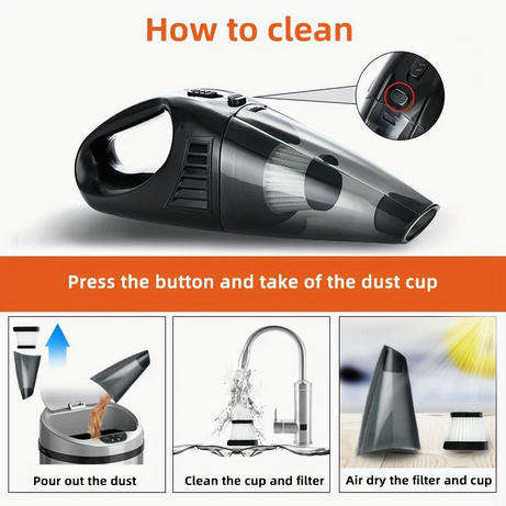 Portable Car Cleaner  Strong Suction, Wet & Dry Use!   Mini Handheld Vacuum