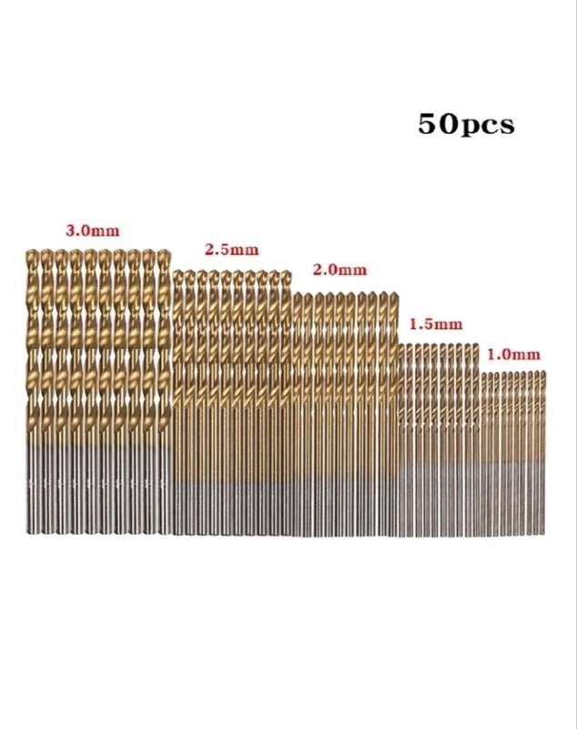 50-Piece Titanium-Coated Drill Bit Set