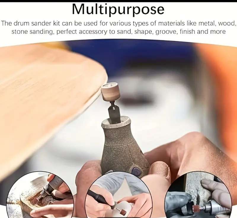 11pc Rotary Tool Sanding Drum Set  Versatile Abrasive Kit for Wood, Metal, Gemstones & More!