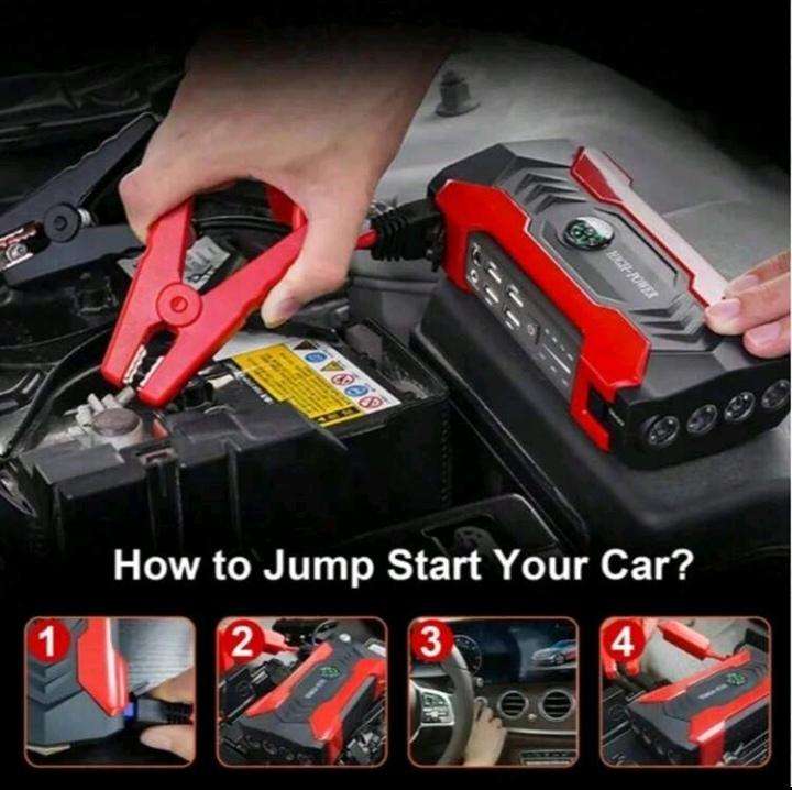  7pc Car Jump Starter Kit with Air Pump  Power When You Need It Most!   Be prepared