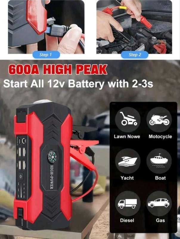  7pc Car Jump Starter Kit with Air Pump  Power When You Need It Most!   Be prepared