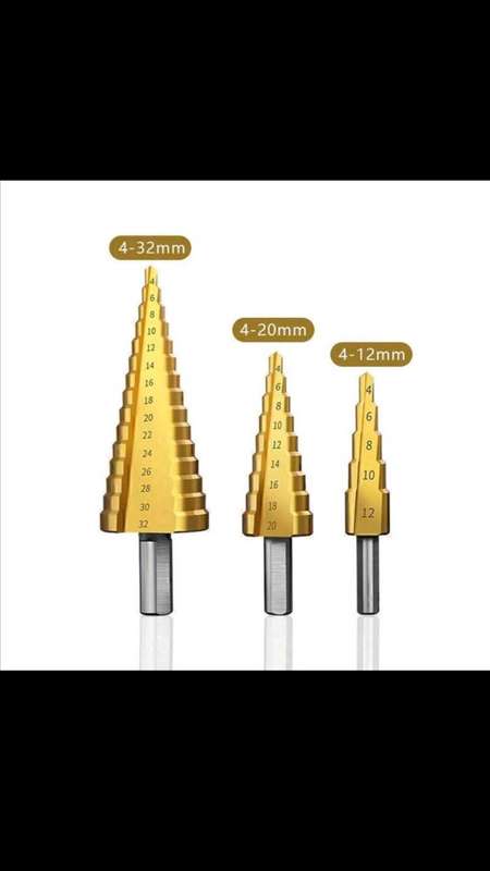 3Pcs Golden 4-12 3-12 4-20 Step Drill Bit Set, HSS Titanium Step Drill Bits for Metal,Straight Groov