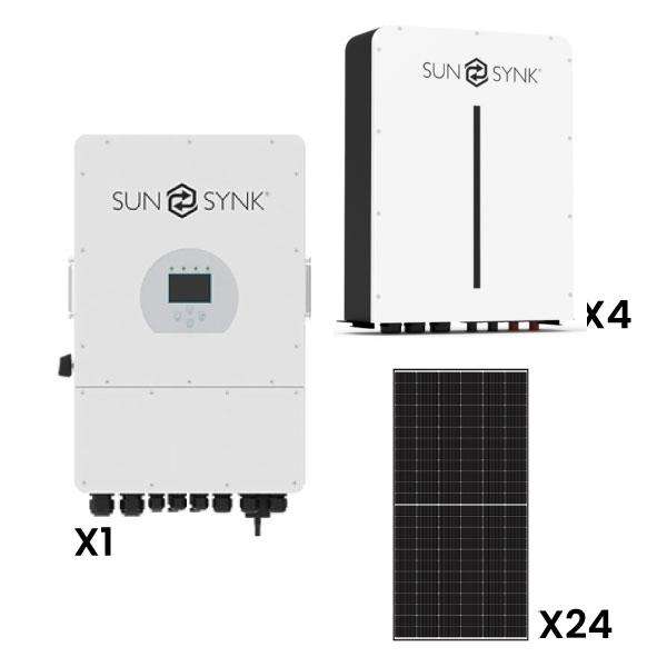 Combo Deal  1X Sunsynk 12kW Inverter, 4 X 5kW Sunsynk Lithium Ion Battery & 24 X  550 watts Canadia