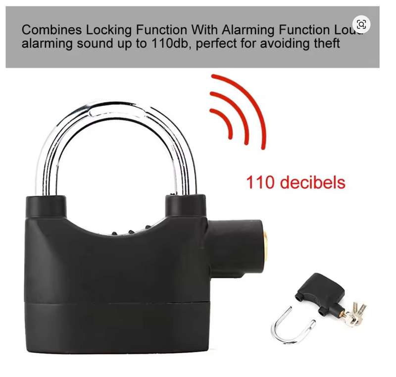 Smart 110dB Siren Alarm Padlock Alarm Lock For Motorcycle Bike Bicycle Doors Windows Security