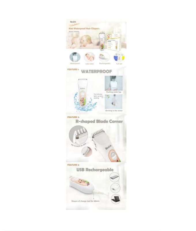 Bimirth Toddler & Kids Waterproof Rechargeable Hair Clippers with Accessories