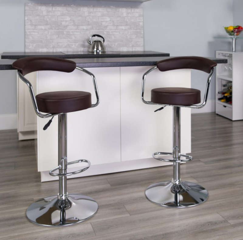 Adjustable Bar Stools with Armrest and Chrome Base - Secondhand/Demo Unit !!!!