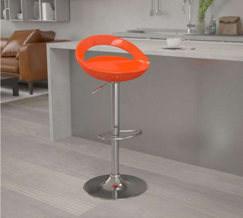 Glossy Cutout Barstool with Gear Lift