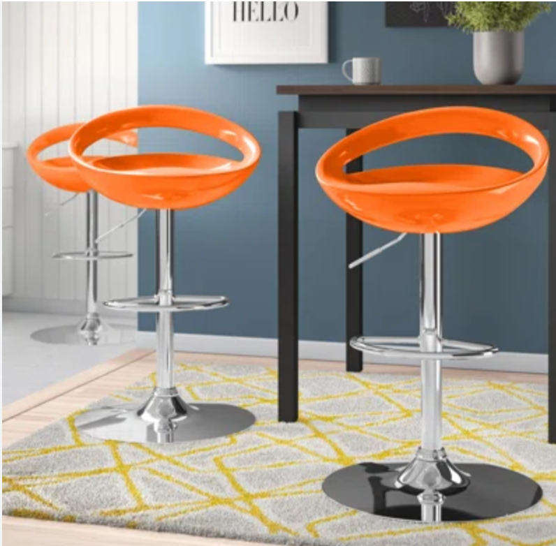 Glossy Cutout Barstool with Gear Lift