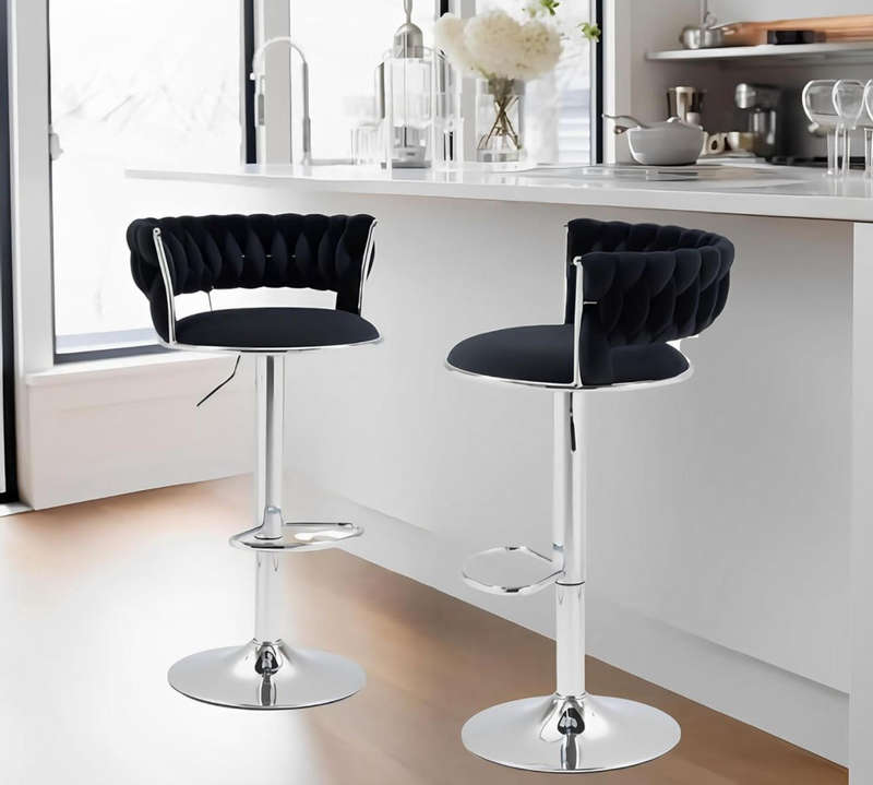 Modern Velvet Wave Hollow Barstools