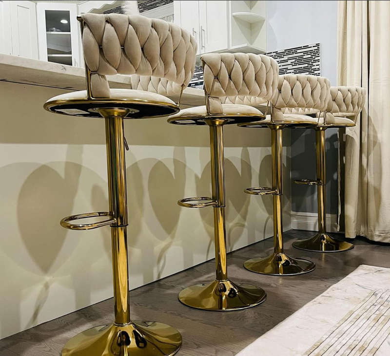Cream Velvet Swivel Bar Stools