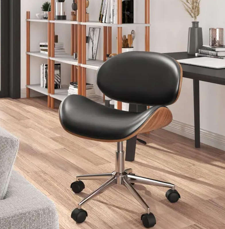 Wooden and PU Leather Office Desk Chairs