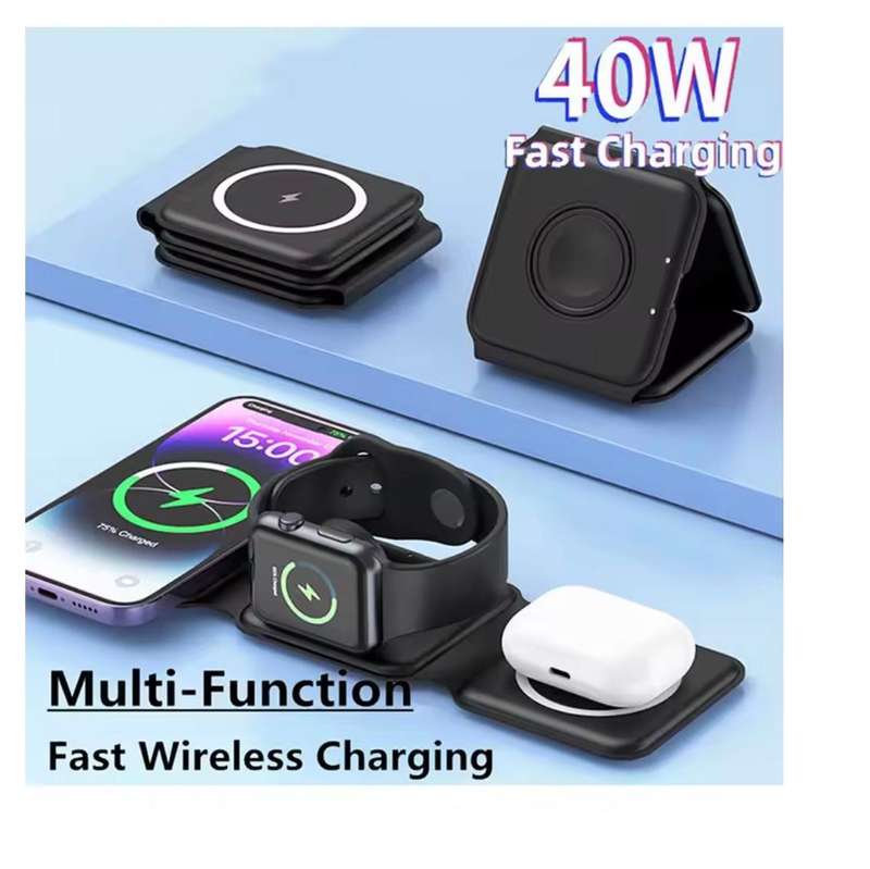 3 in 1 Magnetic Wireless Charger Pad for iPhone 15 14 13 12 Pro Max Apple Watch 9 8 AirPods Chargers