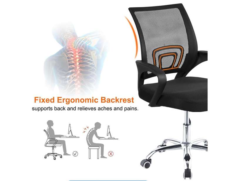 Office Chair Mid-Back Computer Chair Work Chair - Black