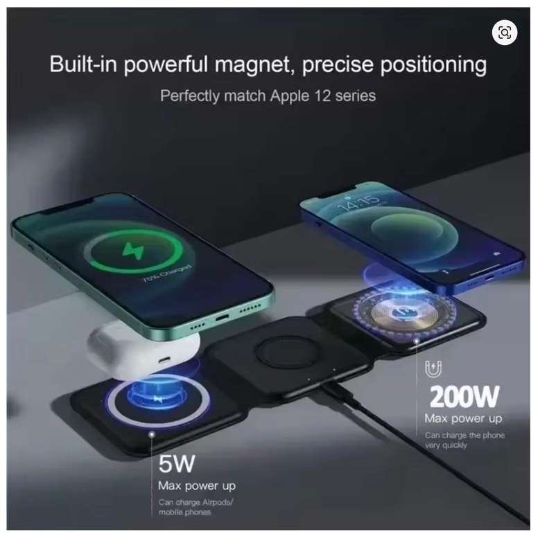 3 in 1 Magnetic Wireless Charger Pad for iPhone 15 14 13 12 Pro Max Apple Watch 9 8 AirPods Chargers