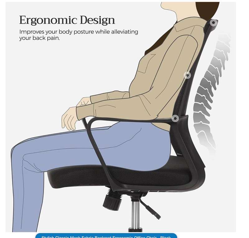 Mesh Fabric Office Chair - Black