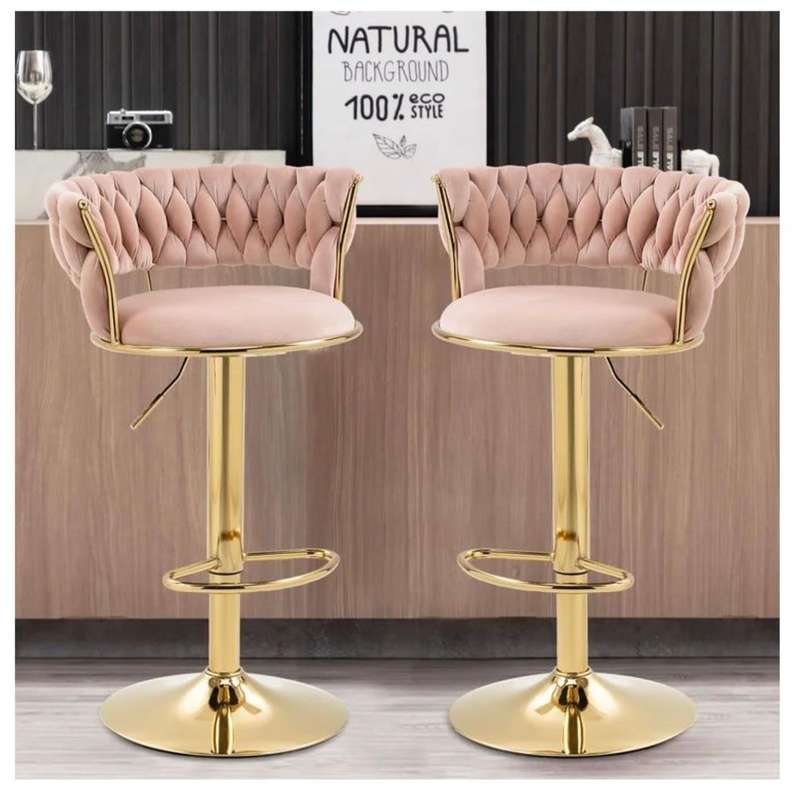 Velvet Swivel Luxury Bar Stools - HZ882 - Pink