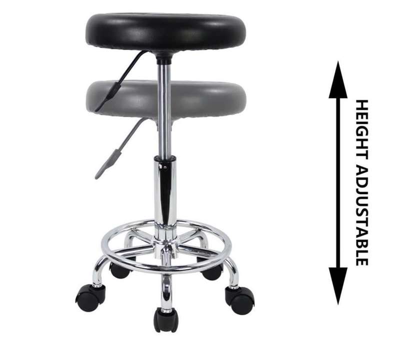 Set of 2 Adjustable Rolling Barstools with Wheels - Black