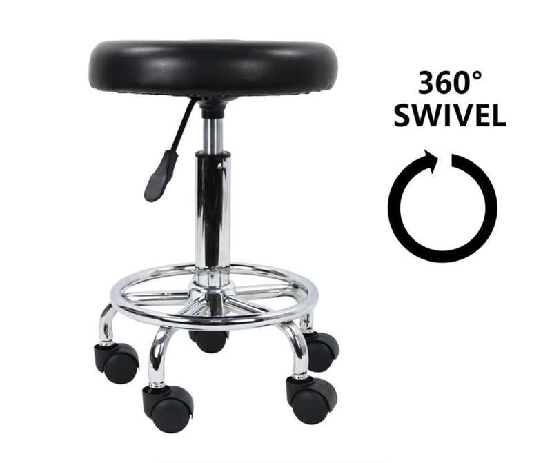 Set of 2 Adjustable Rolling Barstools with Wheels - Black