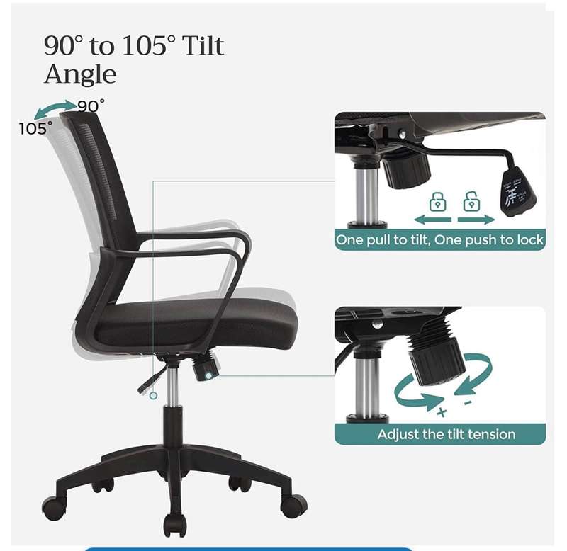 Mesh Fabric Office Chair - Black