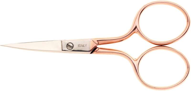 Tulip Curved Embroidery Scissors with leather Sheath Rose Gold Made in Italy