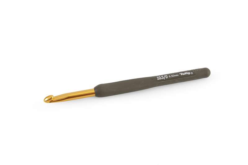 Tulip Etimo Gold Grey Softgrip Crochet Hook (6.50mm) Rubber Handle