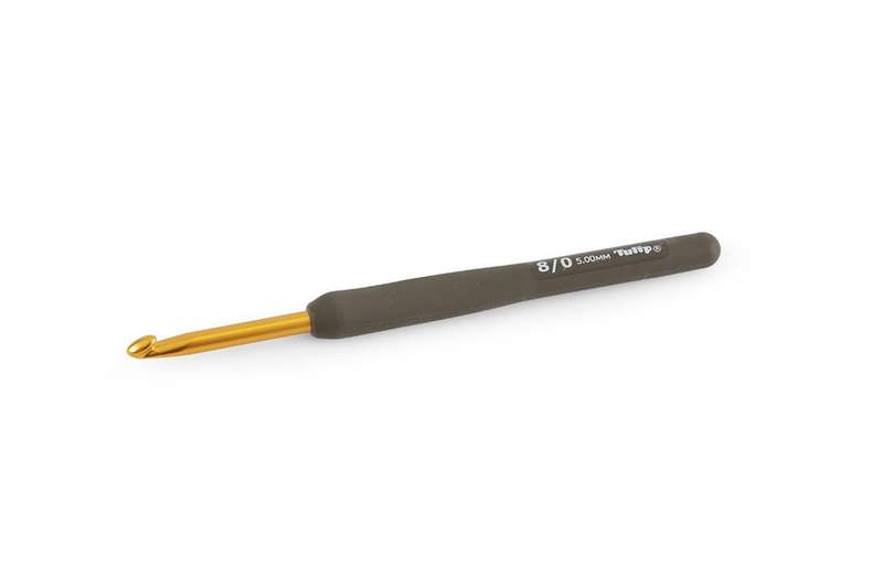 Tulip Etimo Gold Grey Softgrip Crochet Hook (5.50mm) Rubber Handle