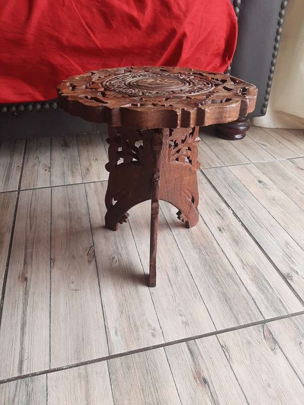 Carved wooden plant or table stand