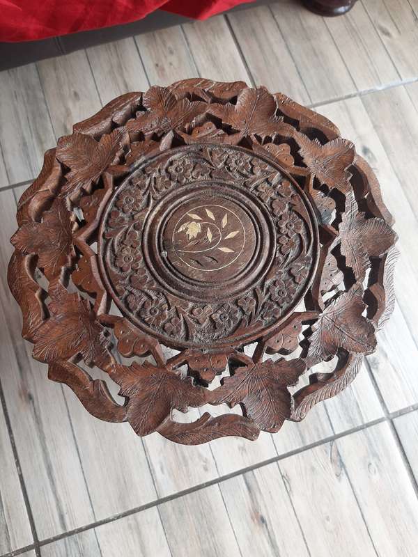 Carved wooden plant or table stand