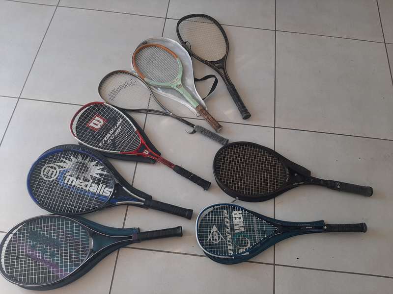 Assorted tennis rackets