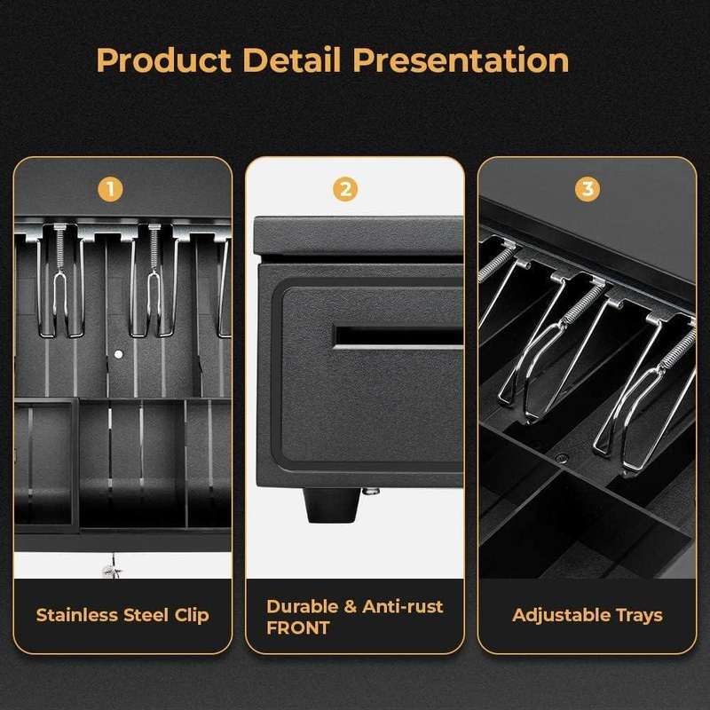 Heavy Duty Cash Drawer  Black (RJ11 / RJ12 Printer Kick Interface)