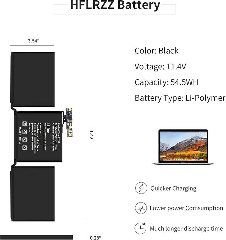 Battery A1708 A1713 Replacement for Apple A2171 A2159 A2289 A2338, MacBook Pro 13 inch