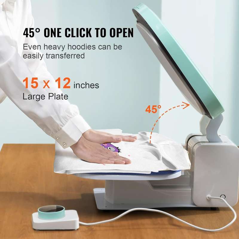VEVOR Auto Heat Press Machine  Smart T-Shirt Press with Knob Control & Fast Mica Heating Plate