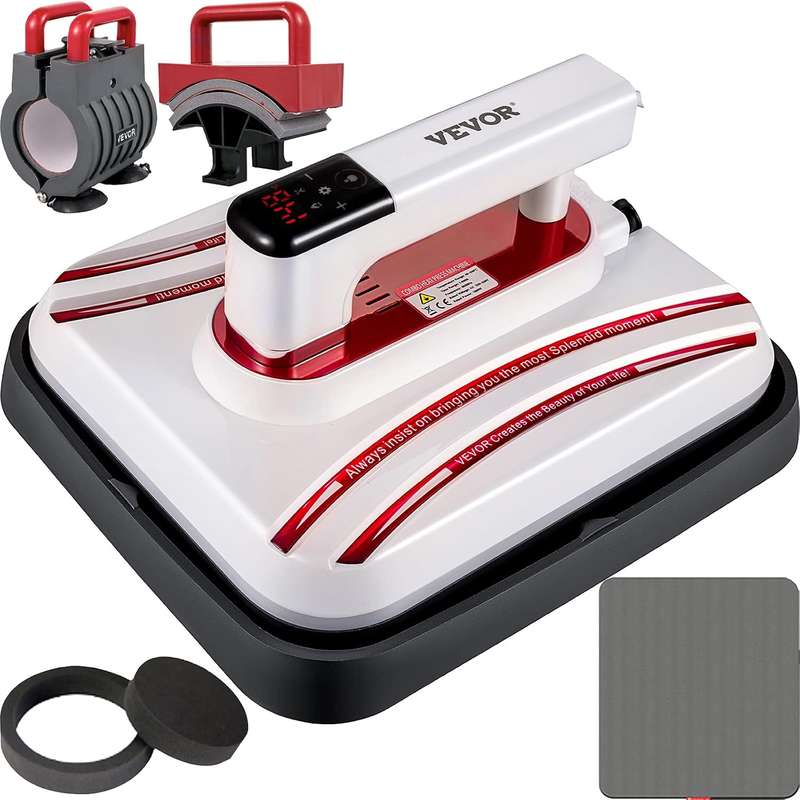 VEVOR 5-in-1 Portable Heat Press Combo  1000W, 250×300mm Flat Press, 220V + Free Shipping